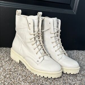Guess Women's Off-White Combat Boots